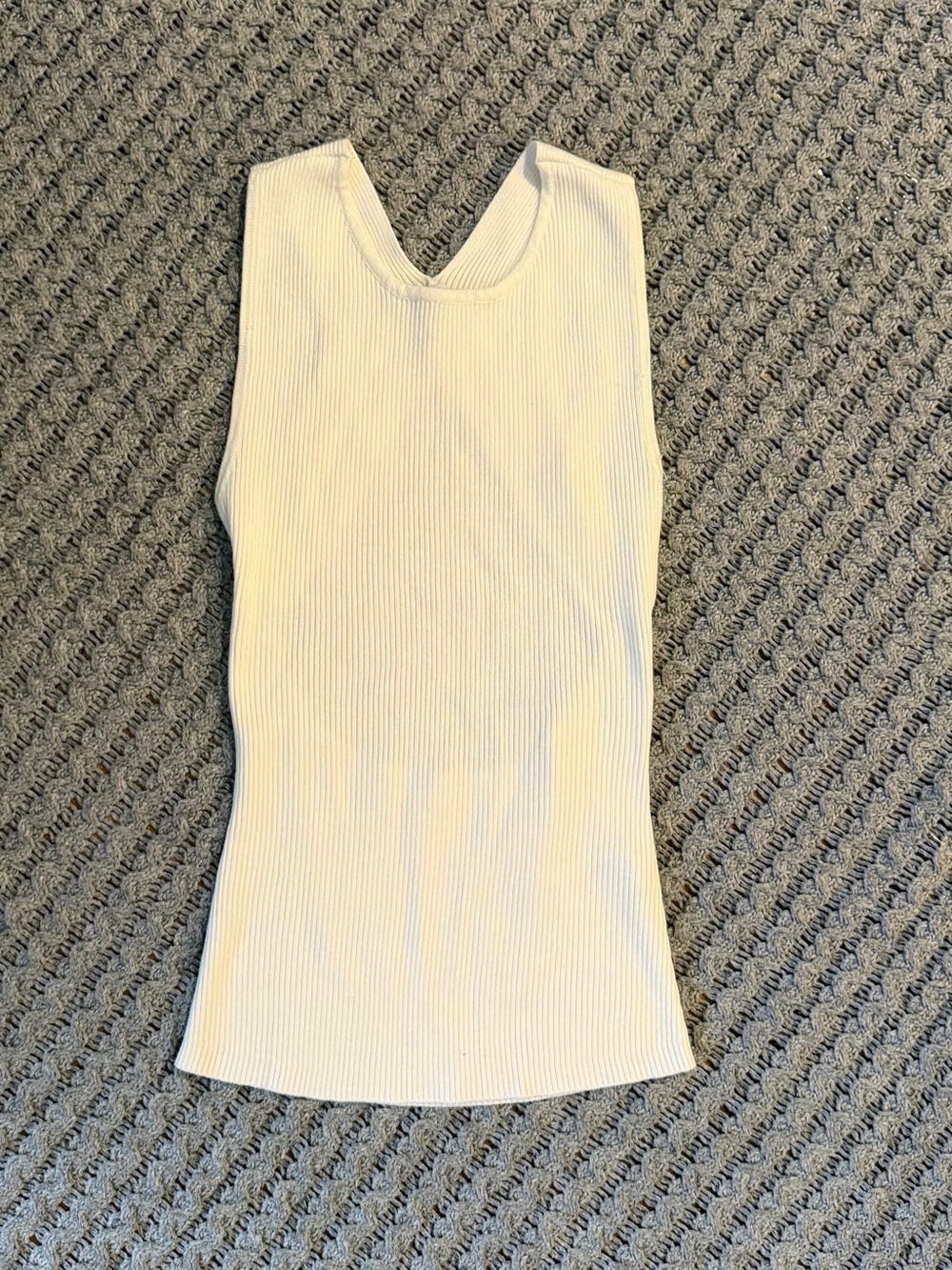 Sleeveless Ribbed V-Neck Tank Top - White
